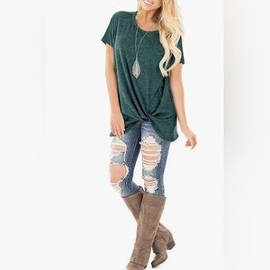 Green Tee Twist Knot, Casual, Christmas, Football,  St. Paddy Sz S‎ & M